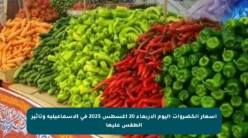 أسعار الخضروات اليوم الأربعاء 20 أغسطس 2025 في الإسماعيلية وتأثير الطقس عليها